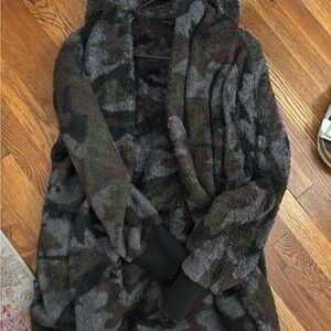 Camouflage Fuzzy Hooded Jacket
